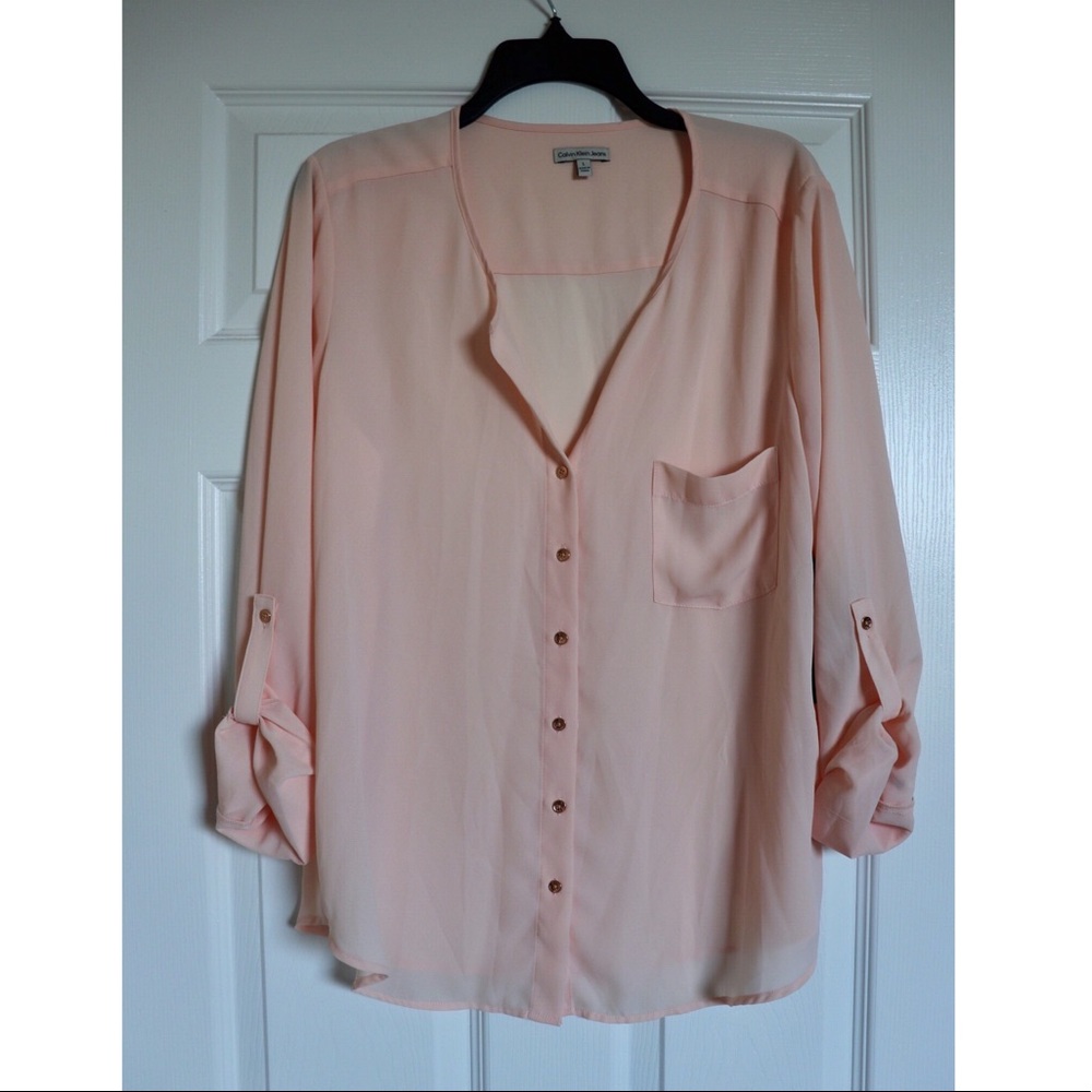 Calvin Klein Blush Button Down Blouse